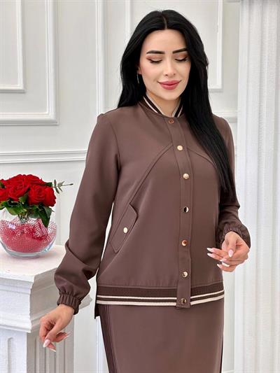 Ribanalı Spor Etekli Takım 24tk50 t24 Kahverengi