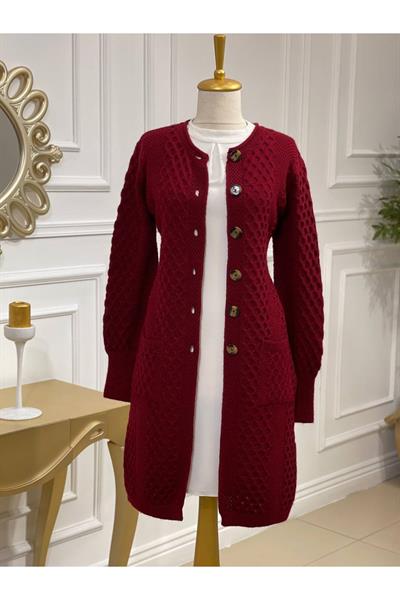 Saç Örgü Hırka 2982 Bordo