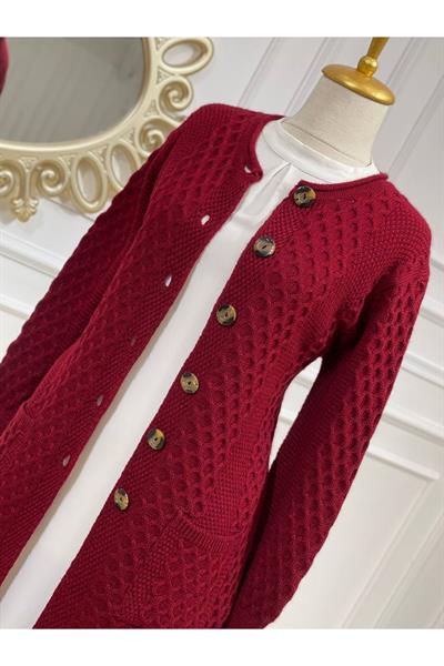Saç Örgü Hırka 2982 Bordo