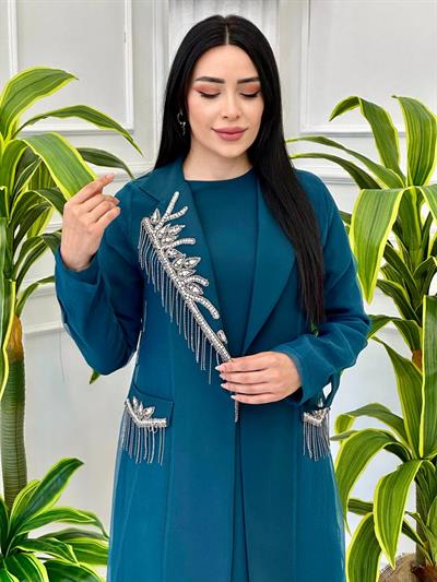 Saçak Taş İşleme Üçlü Takım 913 t-24 Zümrüt Yeşil