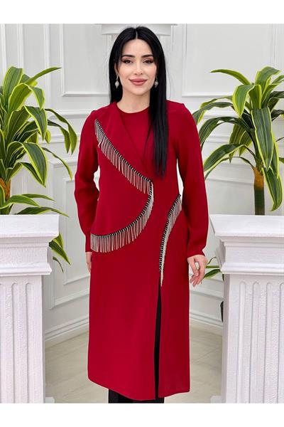 Şaçak Taş Tunik Takım 4742 Kırmızı