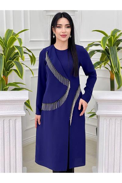 Şaçak Taş Tunik Takım 4742 Saks
