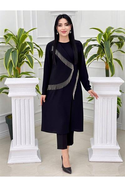 Şaçak Taş Tunik Takım 4742 Siyah