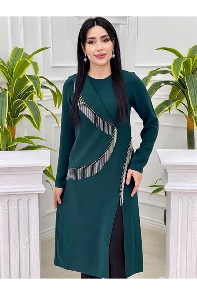 Şaçak Taş Tunik Takım 4742 Zümrüt Yeşil