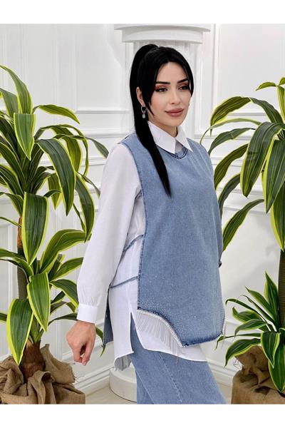 Saçak Taşlı Kot Takım 12166 Kot