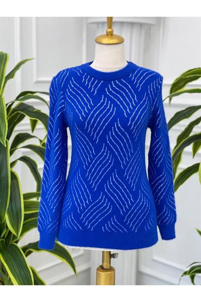 Sakallı Çizgili Bluz 3320 Saks