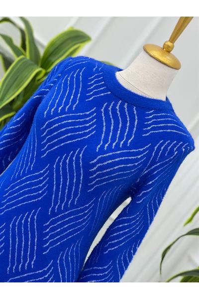 Sakallı Çizgili Bluz 3320 Saks