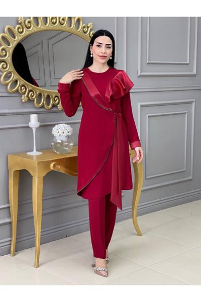 Saten Bağlamalı Takım 4711 Kırmızı