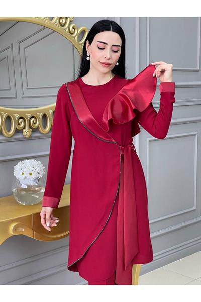 Saten Bağlamalı Takım 4711 Kırmızı