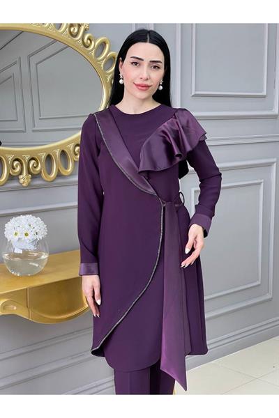 Saten Bağlamalı Takım 4711 Mor