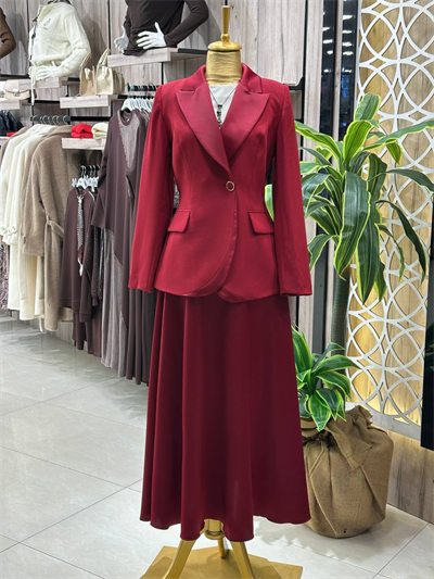 Saten Etekli Takım 3024 T-26 Bordo