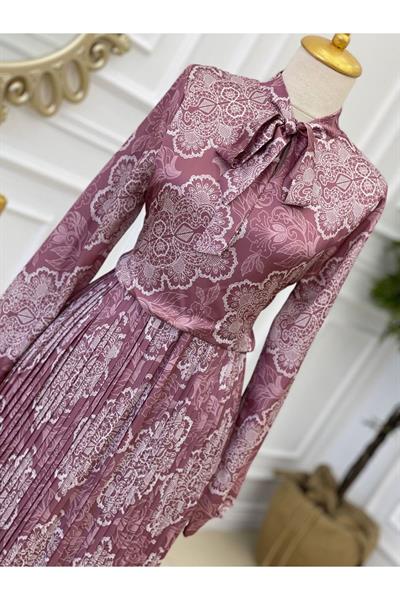 Saten Piliseli Elbise 1191 Purdra
