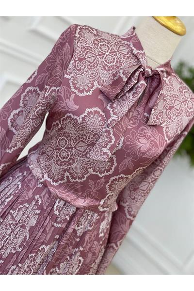 Saten Piliseli Elbise 1191 Purdra