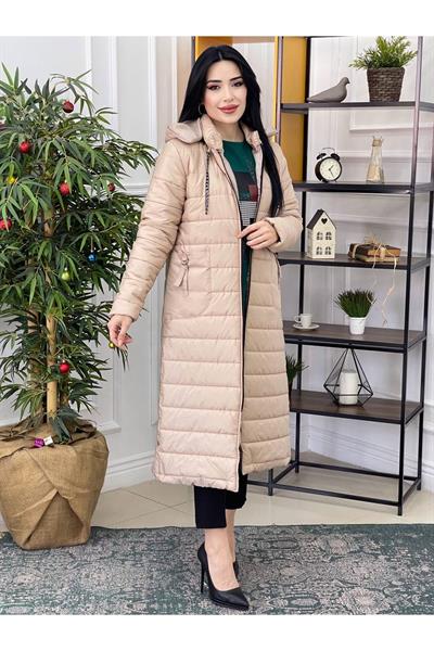 Şerit Desen Şişme Kaban 4005 Bej
