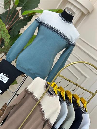 Şerit Desen Sweat 0003 T-24 İndigo Mavi