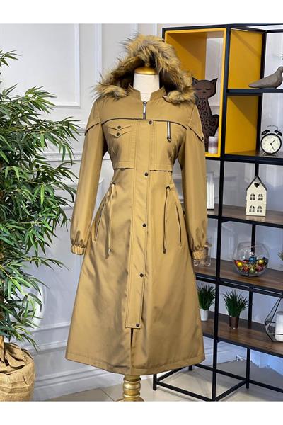 Şerit Detay Parka 4221 Camel