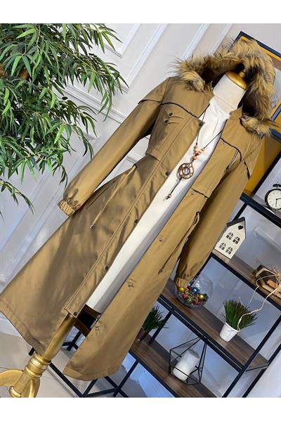 Şerit Detay Parka 4221 Camel