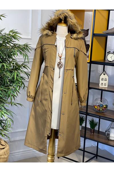 Şerit Detay Parka 4221 Camel