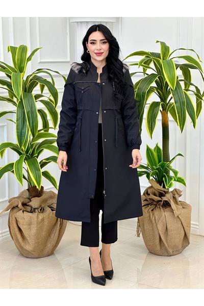 Şerit Detay Parka 4221 Siyah