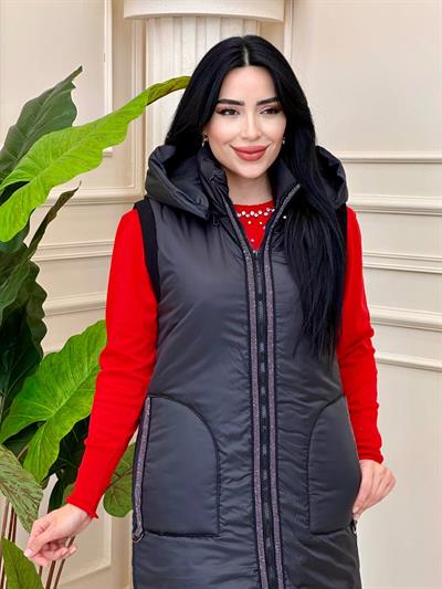 Şerit Taş Detay Şişme Yelek 17776 t-24 Siyah