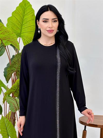 Şerit Taş Penye Elbise 9073 T-25 Siyah