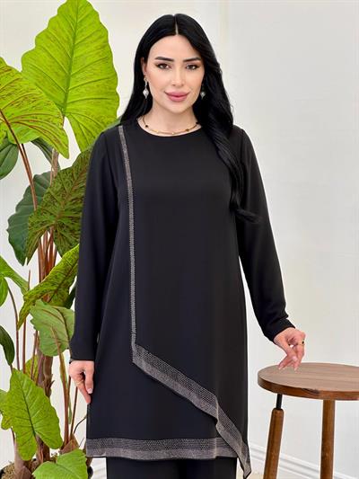 Şerit Taş Şifon İkili Takım 2020 t025 Siyah