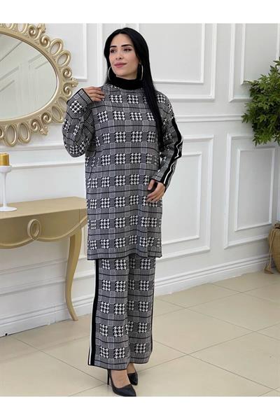Şeritli Triko Takım 002 Füme
