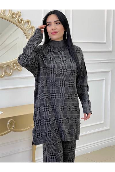 Şeritli Triko Takım 002 Siyah