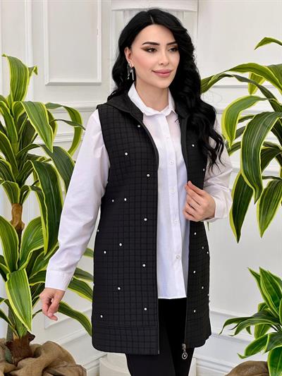 Serpme Taş Kapitone Yelek 921 T-24 Siyah