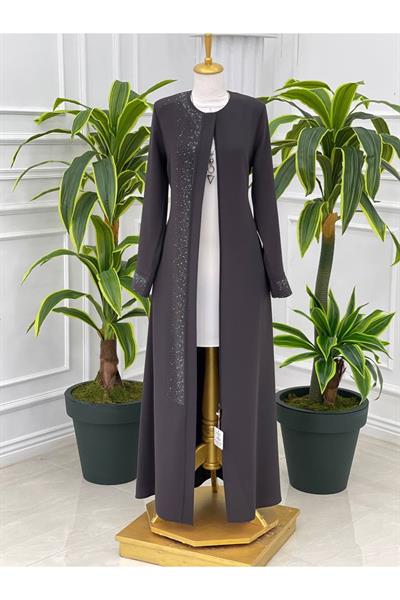 Serpme Taş Pardesü 4062-Gri