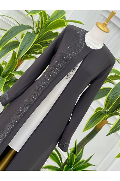 Serpme Taş Pardesü 4062-Gri