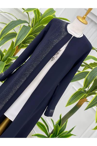 Serpme Taş Pardesü 4062-Lacivert