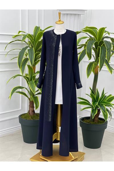 Serpme Taş Pardesü 4062-Lacivert