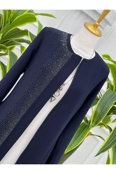 Serpme Taş Pardesü 4062-Lacivert