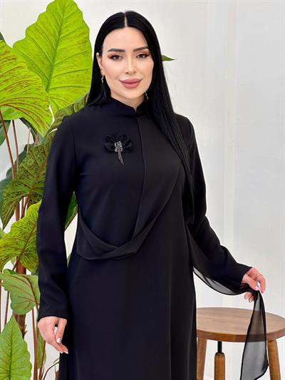Şifon Bağlama Tunik 2113 Siyah