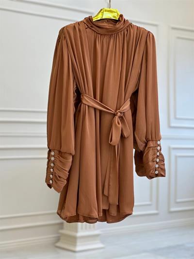 Şifon Bağlamalı Tunik 671 t025 Taba