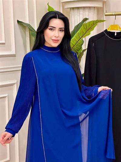 Şifon Detay Kol Pilise Elbise 5128 t-24 Saks
