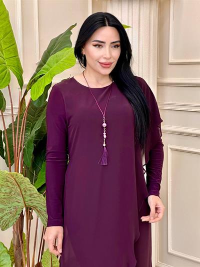 Şifon Pelerinli Tulum 0554 t-24 Mor