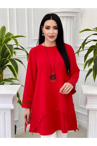 Şifonlu Tunik 3864 Kırmızı