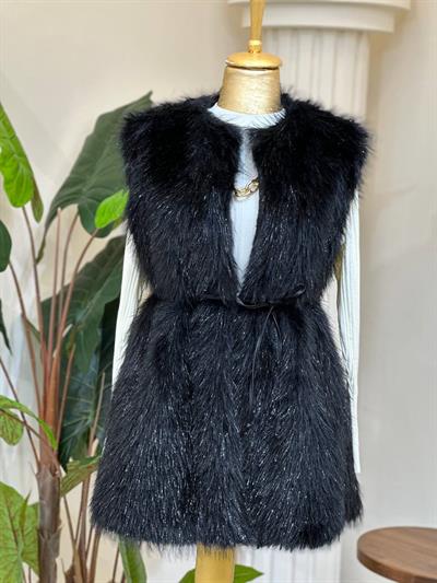 Sim Detay Angora Yelek 9039 T-25 Siyah