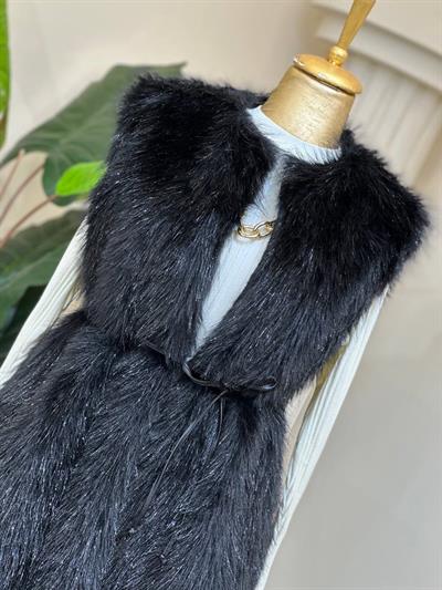 Sim Detay Angora Yelek 9039 T-25 Siyah