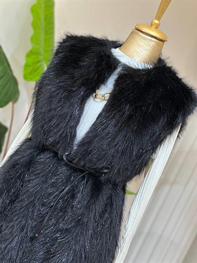 Sim Detay Angora Yelek 9039 T-25 Siyah