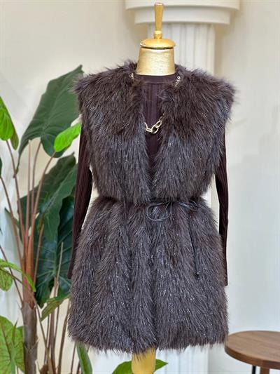 Sim Detay Angora Yelek 9039 T-25 Vizon