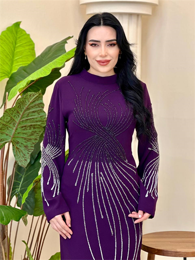Sim İşleme Suzanna Elbise 1163 T-26 Mor