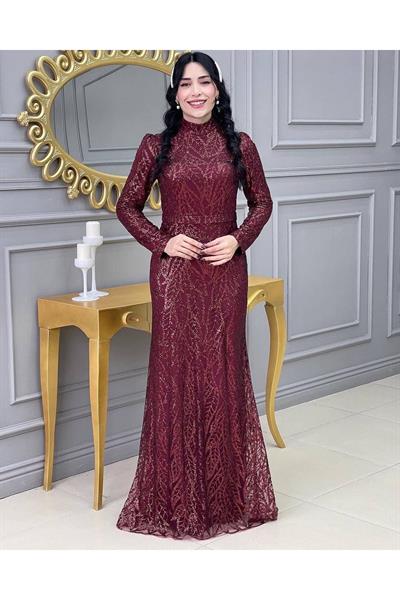 Simli Balık Abiye 3882 Bordo