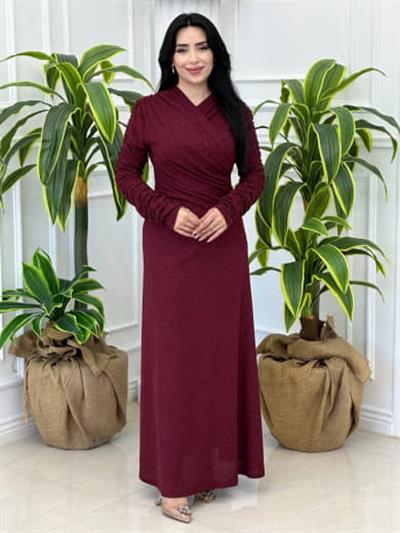 Simli Buzy Elbise 4346 t-24 Bordo