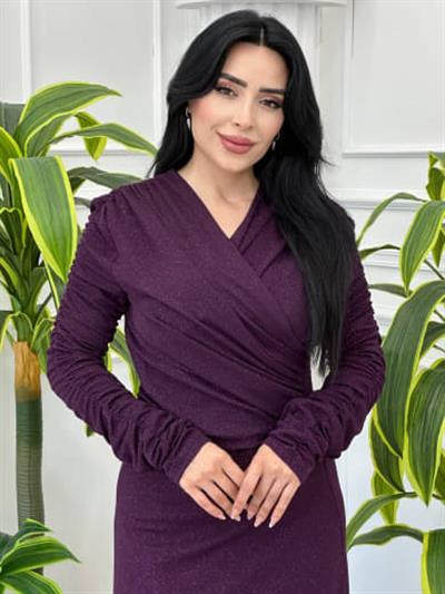 Simli Buzy Elbise 4346 t-24 Mor
