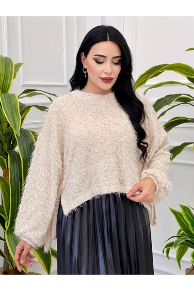 Simli Deri Etekli Takım 7086 Ekru
