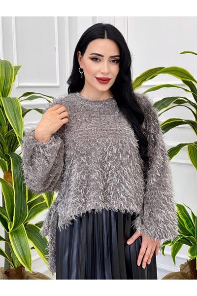 Simli Deri Etekli Takım 7086 Gri