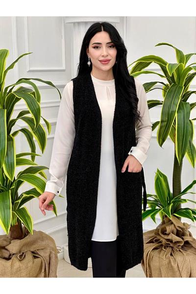 Simli Örme Yelek 3415 Siyah